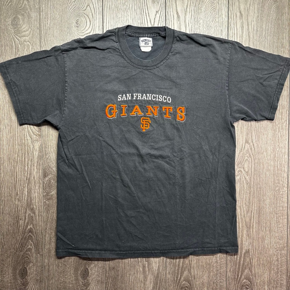 Vintage San Francisco Giants Lee Total Cotton Shirt Mens Large Black Embroidered
